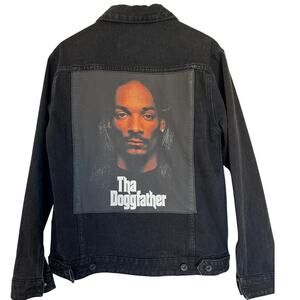 RARE Over-sized Denim Jacket 91 Cotton On Snoop Dog Black XS Unisex